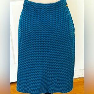 St. John Torquiose Blue Knit Skirt 12 Preowned